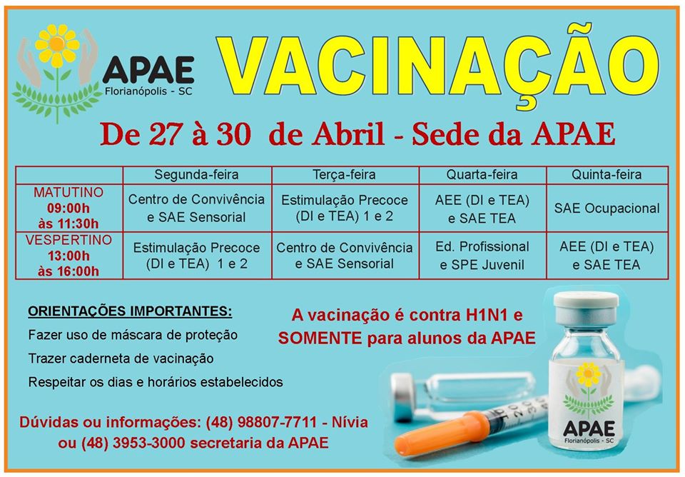 Vacinação para Alunos da APAE Florianópolis