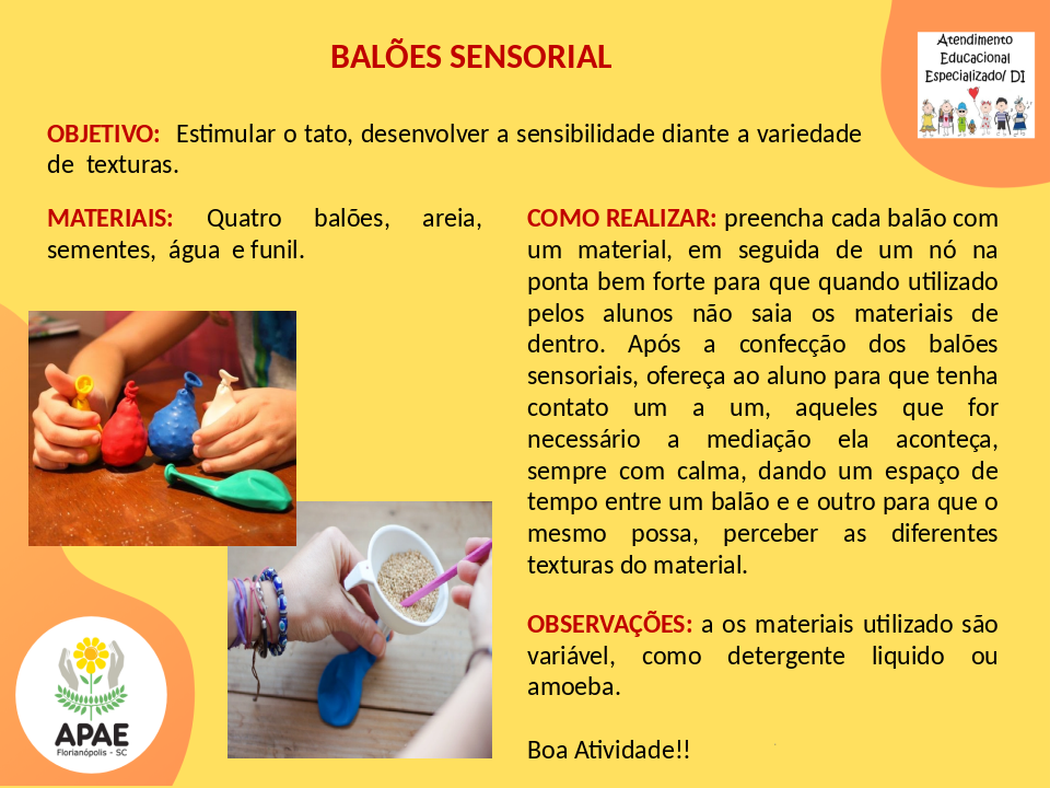 Balões Sensorial - Serviço Pedagógico Específico