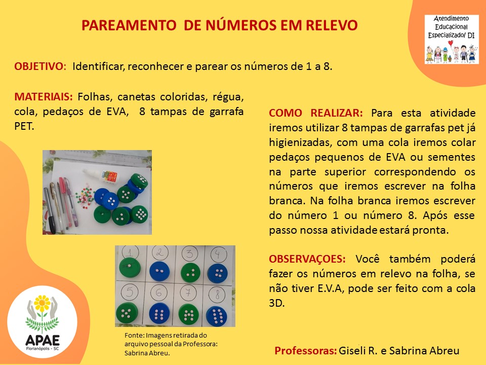 Atendimento Educacional Especializado - Pareamento de Números em Relevo