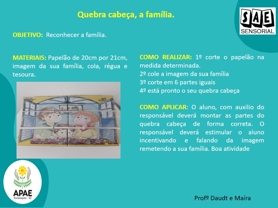 Quebra cabeça -  Família - SAE Sensorial